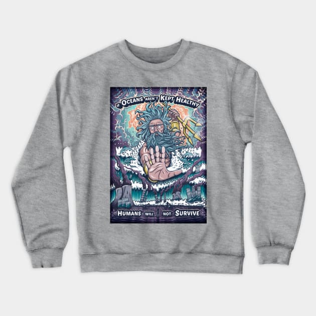 Poseidon Rage Crewneck Sweatshirt by MAKO TEE